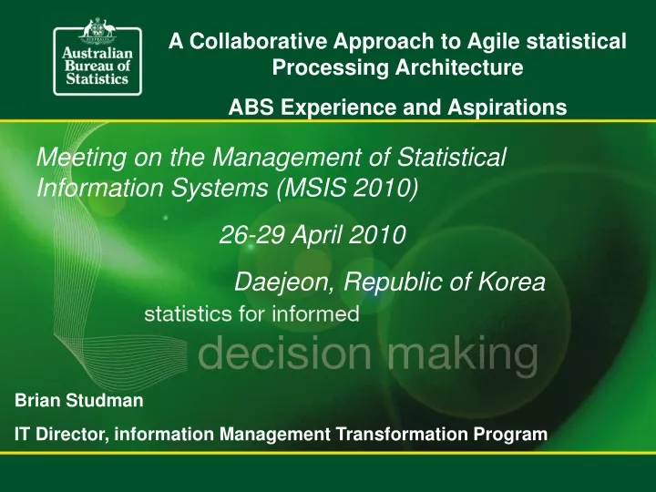 a collaborative approach to agile statistical