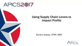 Using Supply Chain Levers to Impact Profits