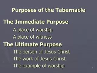 Purposes of the Tabernacle