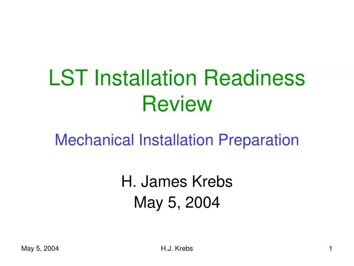lst installation readiness review