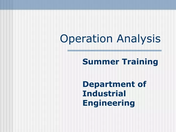 operation analysis