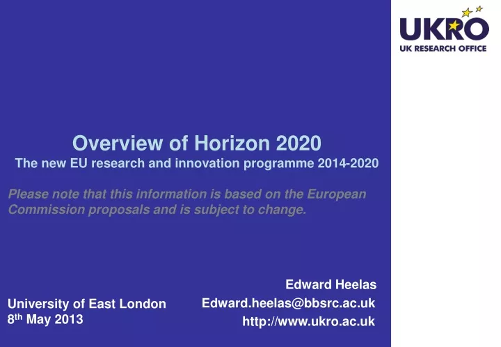 overview of horizon 2020 the new eu research