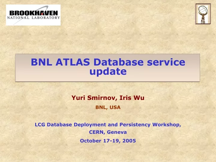 bnl atlas database service update