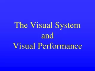 The Visual System and Visual Performance