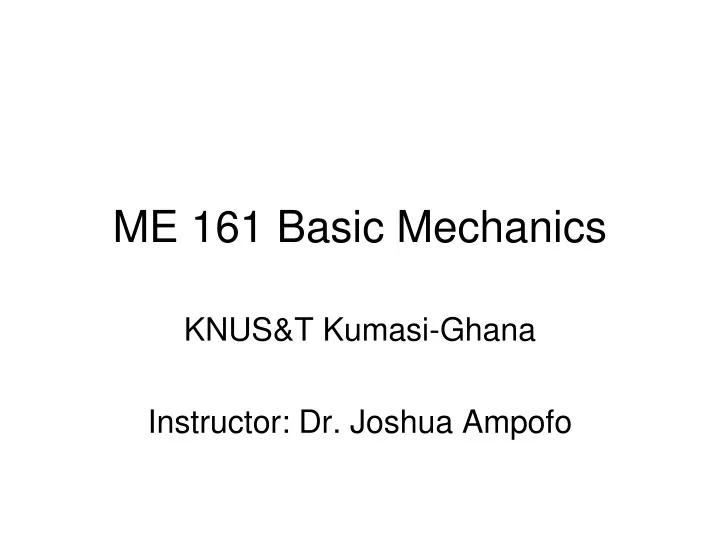 me 161 basic mechanics