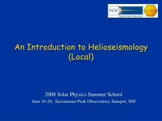 An Introduction to Helioseismology (Local)