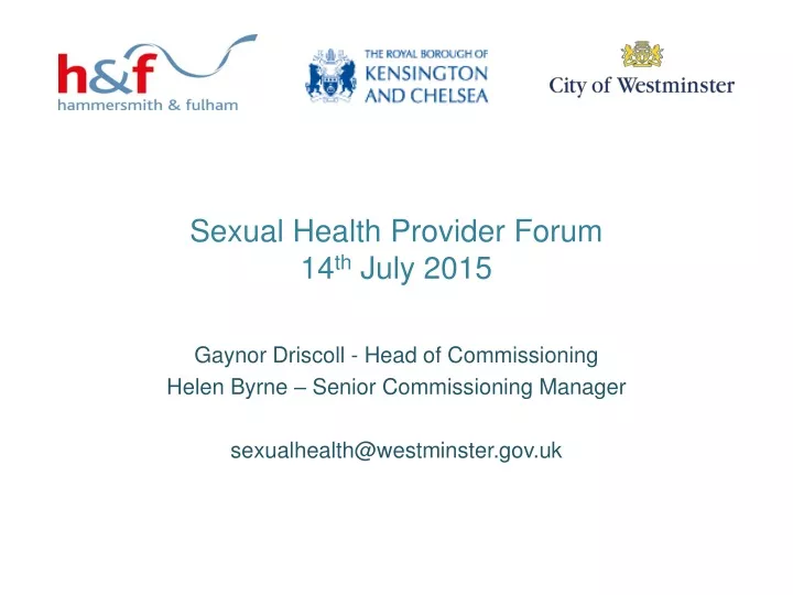 sexual health provider forum 14 th july 2015