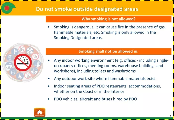 do not smoke outside designated areas