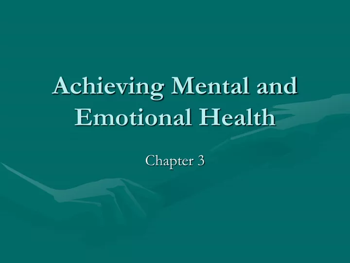 achieving mental and emotional health