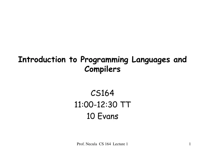 introduction to programming languages and compilers