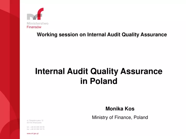 working session on internal audit quality