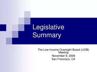 Legislative Summary