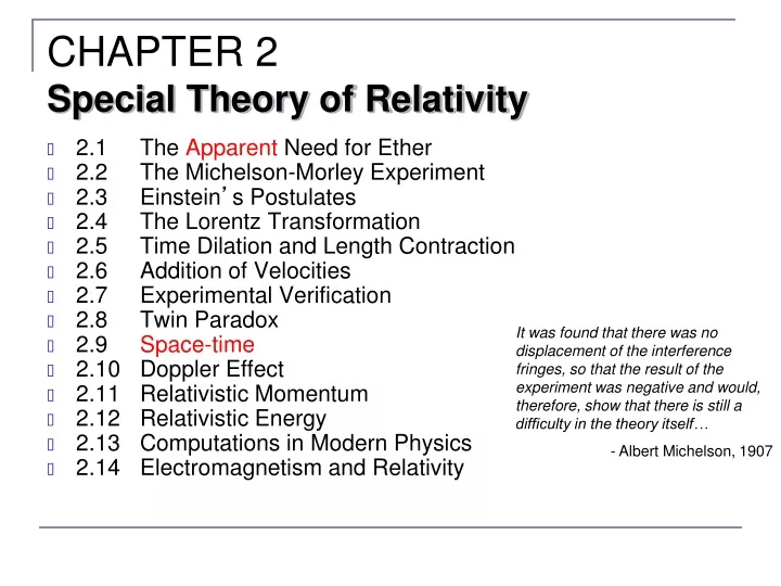 chapter 2 special theory of relativity