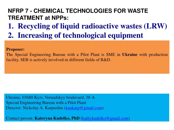 nfrp 7 c h emical technolog ies for waste