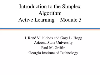 Introduction to the Simplex Algorithm Active Learning – Module 3