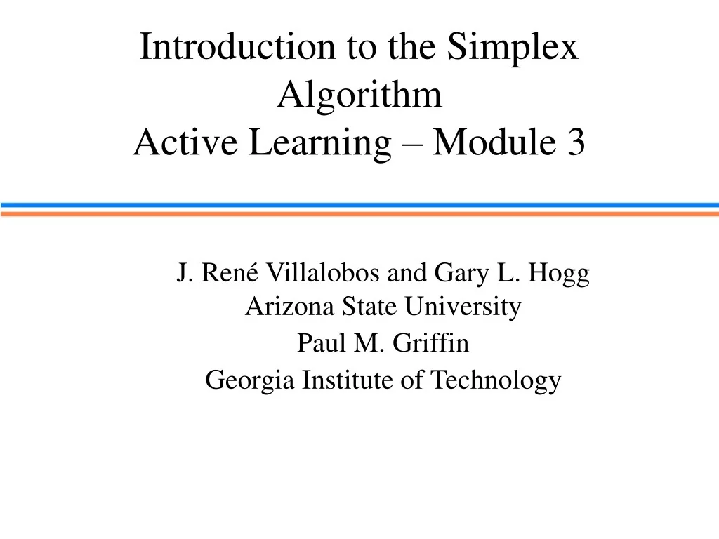 PPT - Introduction to the Simplex Algorithm Active Learning – Module 3 ...