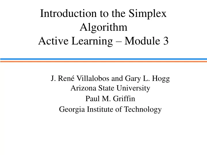 introduction to the simplex algorithm active learning module 3