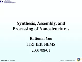 Synthesis, Assembly, and Processing of Nanostructures