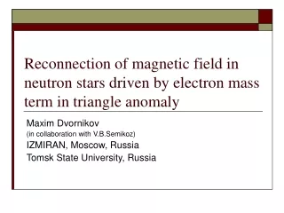 Reconnection of magnetic field in neutron stars driven by electron mass term in triangle anomaly