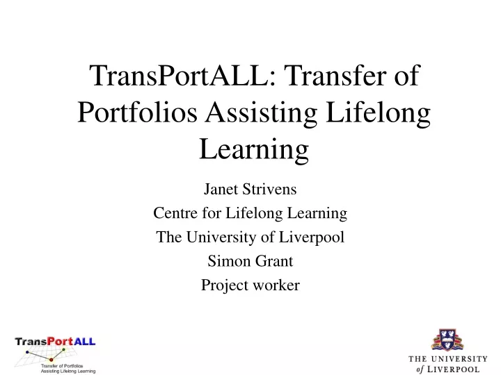 transportall transfer of portfolios assisting lifelong learning