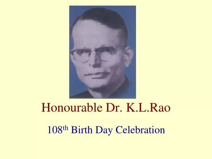 honourable dr k l rao