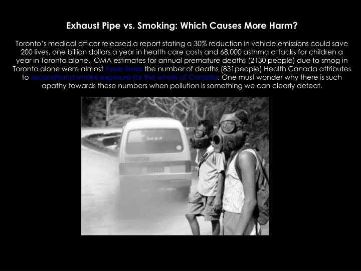 exhaust pipe vs smoking which causes more harm
