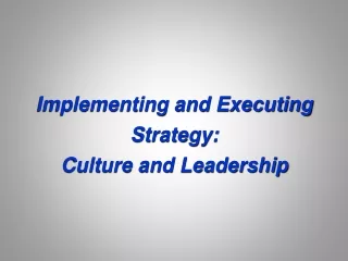 Implementing and Executing Strategy: Culture and Leadership