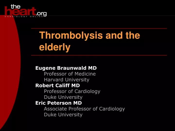 thrombolysis and the elderly
