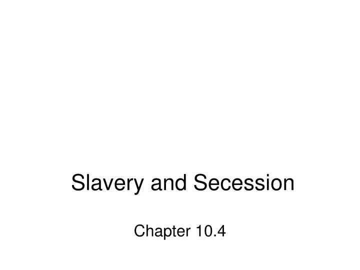 slavery and secession