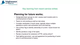 Key learning from recent service strikes