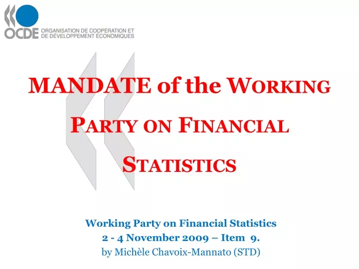 mandate of the working party on financial statistics
