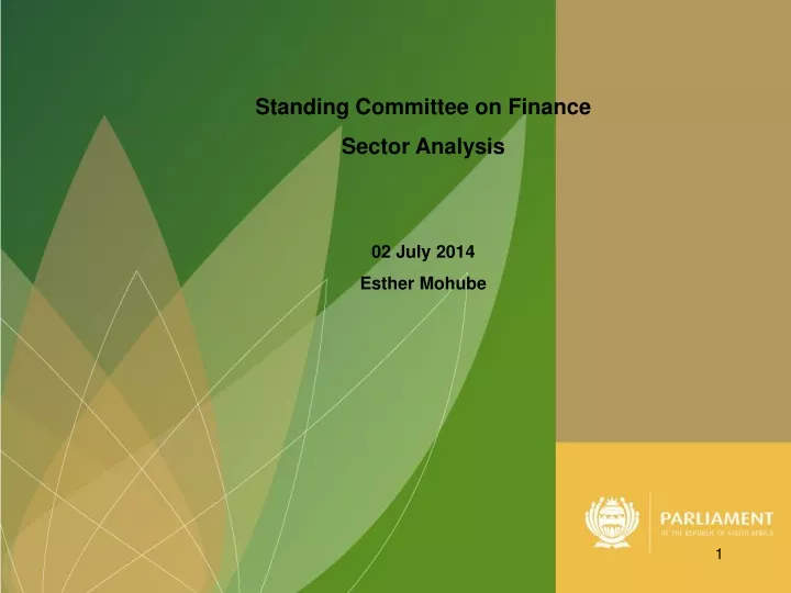 standing committee on finance sector analysis