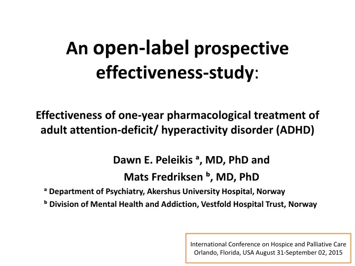 an open label prospective effectiveness study