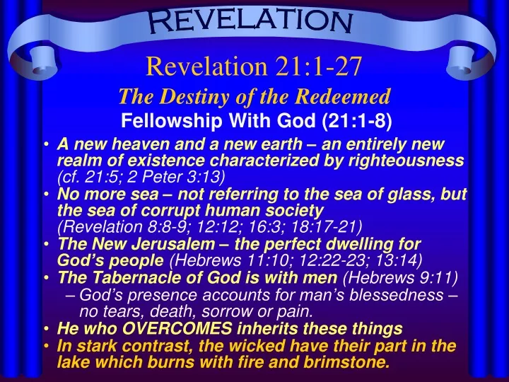 revelation 21 1 27 the destiny of the redeemed