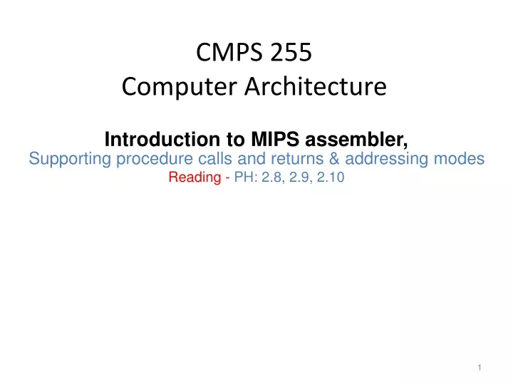 cmps 255 computer architecture