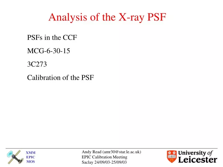 analysis of the x ray psf