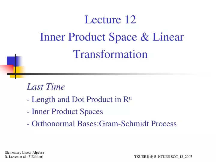 lecture 12 inner product space linear transformation