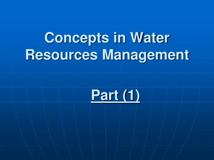 concepts in water resources management