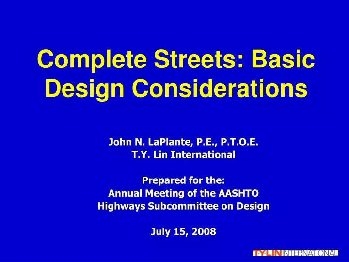 complete streets basic design considerations