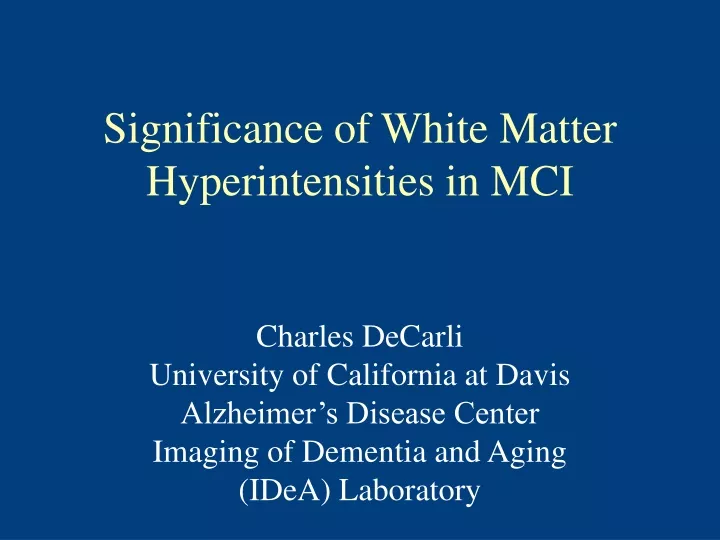 significance of white matter hyperintensities in mci
