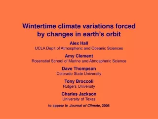 Wintertime climate variations forced       by changes in earth’s orbit