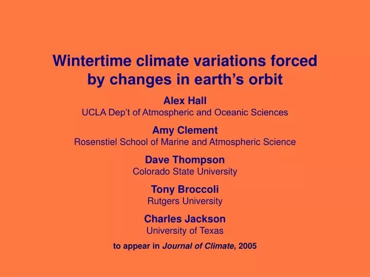 wintertime climate variations forced by changes