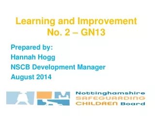 Learning  and Improvement No. 2 – GN13