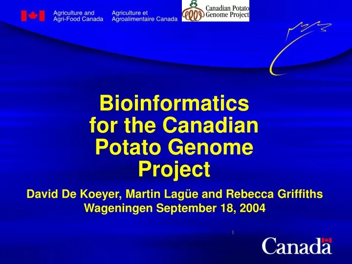 bioinformatics for the canadian potato genome project