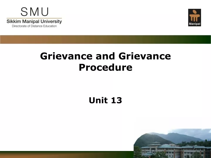 grievance and grievance procedure unit 13