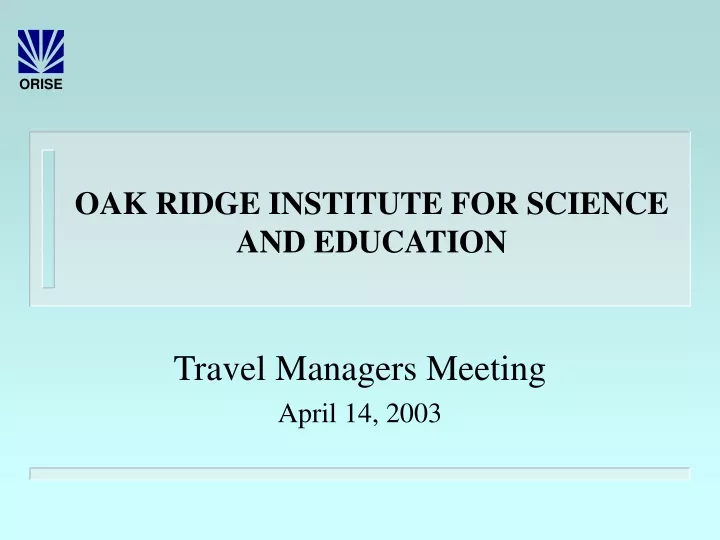 oak ridge institute for science and education