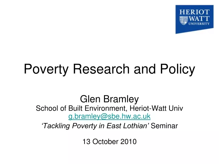 poverty research and policy