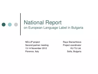 National Report  on European Language Label in Bulgaria