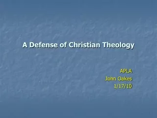 A Defense of Christian Theology