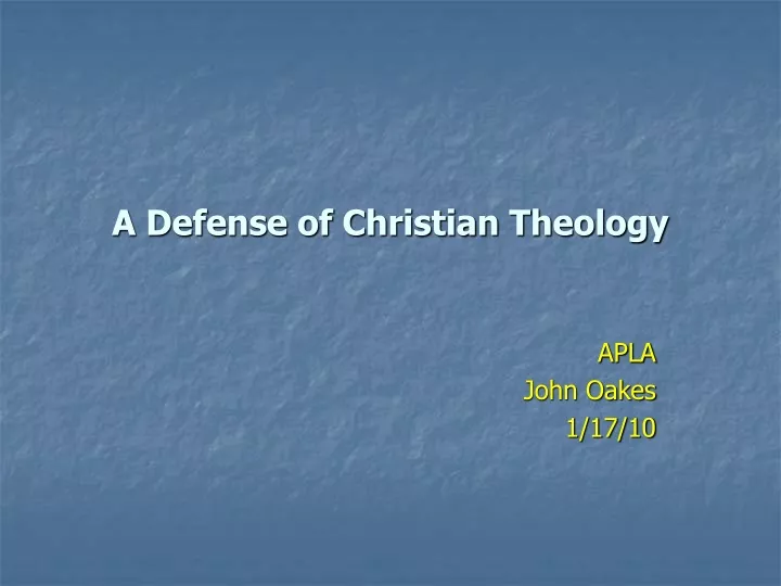 a defense of christian theology